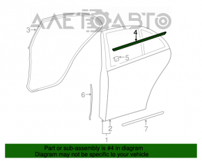 Moldura geamului ușii spate central stânga Mercedes W211