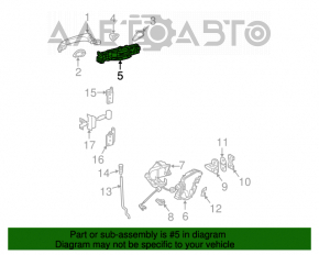 Mecanismul manetei ușii din spate dreapta a unui Mercedes W211.