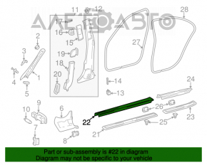 Decorație prag dreapta față Mercedes W211 neagră, închidere ruptă