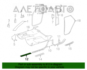 Garnitură prag, interior față stânga Mercedes X164 GL, bej, uzată