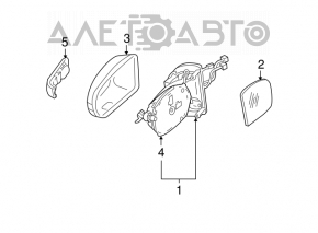 Oglindă laterală stângă Mercedes W164 ML cu 16 pini, semnalizator, alb.