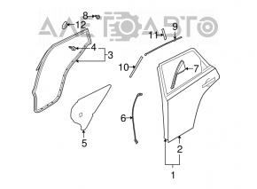 Garnitură ușă spate dreapta superioară Infiniti FX35 FX45 03-08