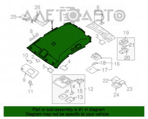 Acoperirea tavanului Infiniti FX35 FX45 03-08 gri sub trapă.