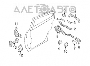 Blocare ușă spate stânga Infiniti G25 G35 G37 4d 06-14