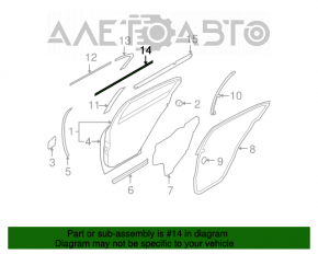 Moldură ușă-sticlă spate centrală stânga Infiniti G25 G35 G37 4d 06-14