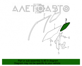 Стекло двери треугольник с уплотнителем заднее правое Infiniti G25 G35 G37 4d 06-14