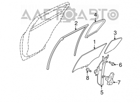 Стекло двери треугольник с уплотнителем заднее правое Infiniti G25 G35 G37 4d 06-14