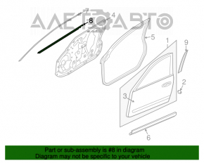 Молдинг дверь-стекло центральный передний левый Infiniti G25 G35 G37 4d 06-14