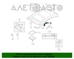 Manerul plafonului din spate dreapta pentru Infiniti G25 G35 G37 4d 06-14, gri.