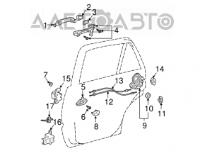 Buclele ușii din spate dreapta superioară pentru Lexus RX300 RX330 RX350 RX400h 04-09.