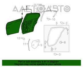 Ușa goală din spate dreapta pentru Lexus GS300 GS350 GS430 GS450h 06-11, neagră, cu 212 de pini, vopsită.