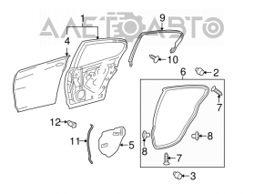 Ușa goală din spate dreapta pentru Lexus GS300 GS350 GS430 GS450h 06-11, neagră, cu 212 de pini, vopsită.