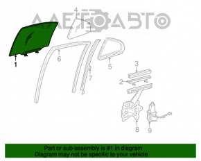 Geamul ușii din spate dreapta pentru Lexus GS300 GS350 GS430 GS450h 06-11 are zgârieturi.