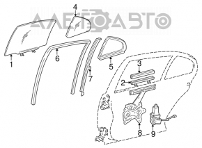 Geamul ușii din spate dreapta pentru Lexus GS300 GS350 GS430 GS450h 06-11 zgâriat.