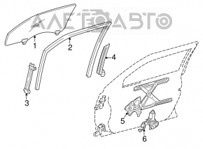 Geam ghid al ușii din față dreapta pentru Lexus GS300 GS350 GS430 GS450h 06-11, partea din față.