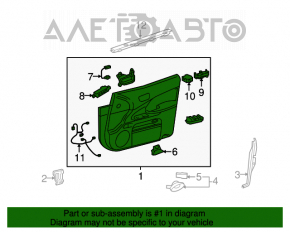 Обшивка двери карточка задняя правая Lexus GS300 GS350 GS430 GS450h 06-07 черная, красное дерево царапины и надрывы на коже