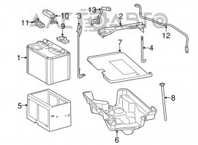 Suport baterie pentru Lexus IS 14-20, format din 2 piese.