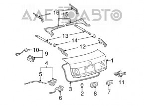 Capacul balamalei portbagajului dreapta Lexus GS300 GS350 GS430 GS450h 06-11, complet asamblat din 2 piese.