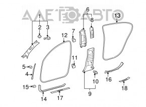 Capacul stâlpului frontal stânga de sus pentru Lexus GS300 GS350 GS430 GS450h 06-07 gri, decolorat.