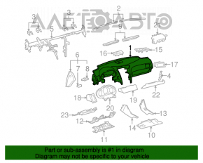 Torpedo cu airbag frontal pentru Lexus GS300 GS350 GS430 GS450h 06-07, culoare neagră.