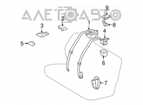 Centura de siguranță centrală spate pentru Lexus GS300 GS350 GS430 GS450h 06-07 gri.