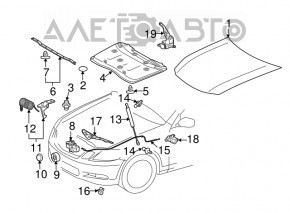 Капот голый Lexus GS300 GS350 GS430 GS450h 06-11 черный 212 тычки, крашенный