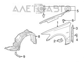 Aripa din față stânga pentru Lexus GS300 GS350 GS430 GS450h 06-11, neagră, cu o lovitură, zgârieturi, vopsită.