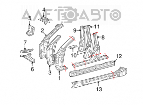 Стойка кузова центральная правая Lexus GS300 GS350 GS430 GS450h 06-11 отпилена примята