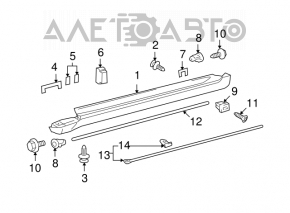 Порог левый Lexus GS300 GS350 GS430 GS450h 06-07 черный, царапины