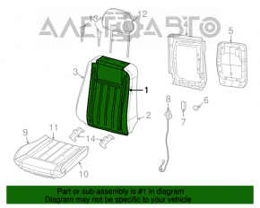 Scaunul de pasager al Dodge Challenger 09-14, fara airbag, tapitat cu material textil negru cu insertie gri