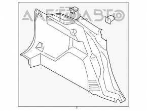 Capacul arcului stâng Ford Escape MK3 13-19 negru fără subwoofer zgârieturi, șters.