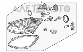 Фара передняя правая Mercedes W221 07-09 голая биксенон, обломаны крепления, скол, нет крышки