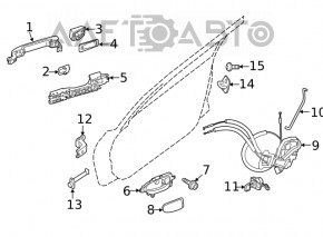 Capacul ușii, cartela frontală dreapta Nissan Murano z52 15-17 piele neagră cu inserție gri.