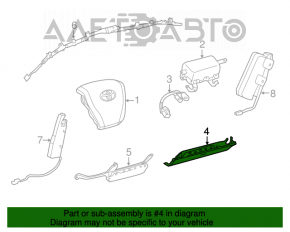 Airbag-ul de genunchi pentru pasagerul din dreapta al Toyota Avalon 13-18, negru, zgârieturi.