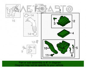 Воздуховод на фильтр Ford Edge 15-18 2.0T без корпуса