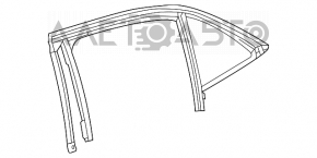 Geamul triunghiular al ușii din spate dreapta Chevrolet Malibu 13-15 cu garnitură de sticlă.