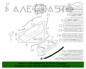 Moldura capacului portbagajului Ford Fusion mk5 17-20 crom, prinderea este ruptă.