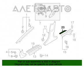 Capacul pragului din spate, exterior stânga, Hyundai Elantra AD 17-20, negru