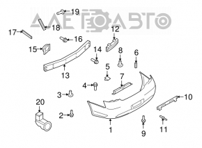 Suportul de prindere a barei spate sub stopul din dreapta pentru Infiniti G25 G35 G37 4d 07-13.