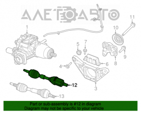 Ax cu semiaxa spate dreapta pentru Jeep Cherokee KL 14-18, subțire, cu un arbore de 28 mm.