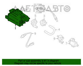 Canistra cu absorbant de cărbune Nissan Sentra 13-19 1.6 1.8, completă cu supapă, filtru și senzor