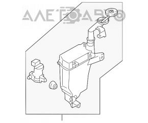 Rezervorul de spălare a parbrizului Nissan Versa 12-19 SUA cu motor electric.