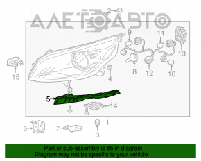 Suportul de prindere a bara de protecție față sub farul stâng Chevrolet Malibu 13-15.