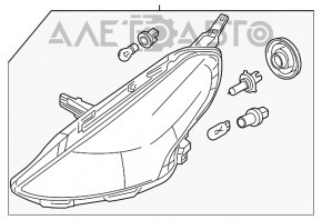 Фара передняя правая Nissan Versa 15-19 голая usa рест