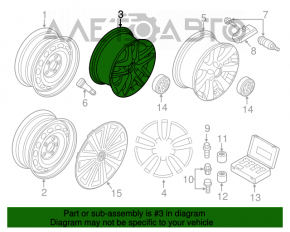 Roată de 16 inch pentru VW Tiguan 09-17, tip 2, cu jantă