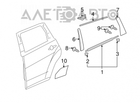 Молдинг двери верхний задний левый Acura MDX 07-13 черн