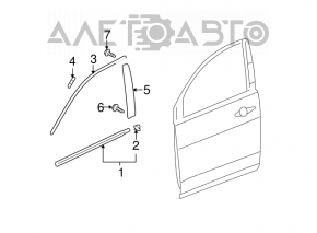 Garnitură ușă superioară față dreapta Acura MDX 07-13 neagră