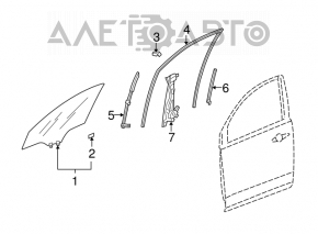 Направляющая стекла двери передней левой Acura MDX 07-13