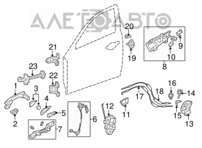 Buclele ușii din față dreapta superioară pentru Acura MDX 07-13.