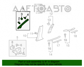 Накладка передней стойки левая Acura MDX 07-13 тряпка серая